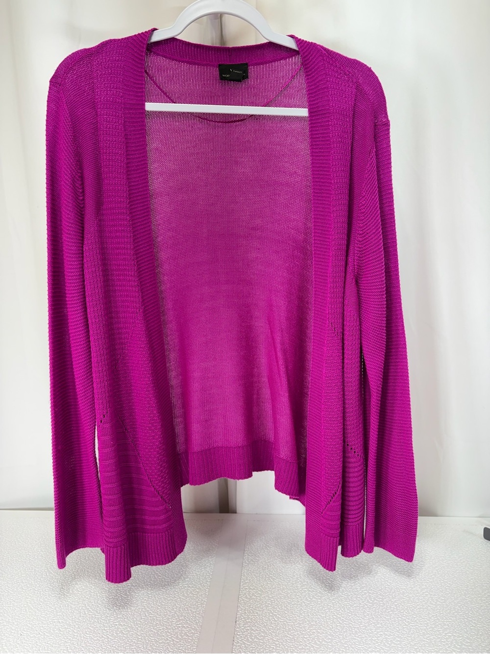 Worthington Open-Front Magenta Knit Cardigan 3985